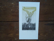 Exlibris Bookplate von Siegfried Otto Hüttengrund - 2-farbiger Holzriß