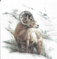 Lot de 4 Serviettes en papier Faune des Montagnes Mouflon Marmotte Decoupage