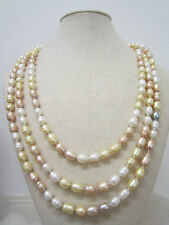 COLLANA MOLTO LUNGA DI PERLE SCARAMAZZE IN 3 COLORI ANNODATE LUNGA CHIUSA 84 CM