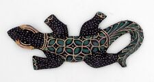 Gecko margouillat salamandre lézard en bois et batik art Java Indonésie N°20