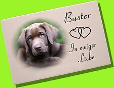 Grabplatte Tiergrabstein Gedenktafel Keramik Hund-p07 ►Ihr Foto & Text◄ 20x15 cm