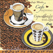 Lot de 4 Serviettes en papier Café Tasse Grains Decoupage Collage Decopatch