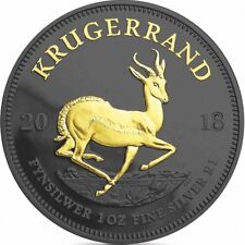 1 oz Krügerrand 2018 Black Ruthenium Gilded Edition 999 Silber Silbermünze
