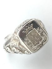 Bague Chevalière Homme Royale héraldique ciselée en  argent 925 TAILLE 58 **