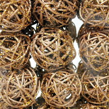 30 Rattankugeln 5cm gold mit Glitter, Rattan Kugeln Sparbox !!!