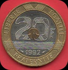 20 francs mont saint michel 1992  4 séries de stries ( V fermé )