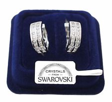 22Cerchi Orecchini uomo donna pl. oro bianco 18K cristalli swarovski veri SW4/2