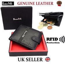 Designer Mens Leather Wallet RFID SAFE Contactless Card Blocking ID Protection