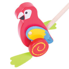 BigJigs Jouets Push Parrot en bois le long trotteur Mobilité Bébé enfant  âge