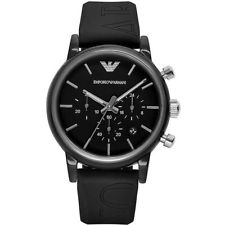 Orologio Chrono Uomo EMPORIO ARMANI AR1053 Acciaio PVD Cinturino Silicone Nero