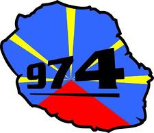 Autocollant sticker macbook laptop voiture moto reunion ile carte drapeau 974