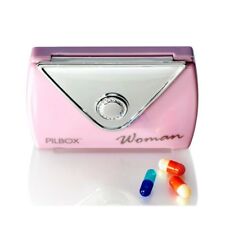 PILBOX® WOMAN PILULIER SEMAINIER LUXUEUX COMPACT ROSE PÂLE 8 CASES AVEC MIROIR