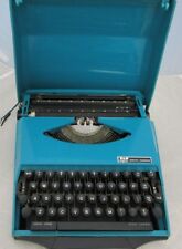 Vintage 1970s Smith-Corona GT Typewriter In Teal / Turquoise Colour + Case Cover
