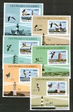 Vögel , Leuchttürme ** Blocksatz Komoren (2008 , geschnitten Kartonpapier)