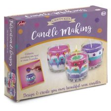 CANDLE MAKING KIT - 12728 BEAUTIFUL COLOURFUL WAX CANDLES WICKS JARS KIDS FUN