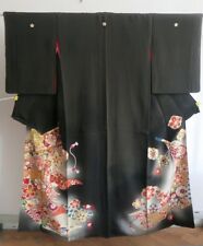 KIMONO JAPAN,JAPANISCHER KIMONO,MORGENMANTEL,ANTIK,TOMESODE,CHIRIMEN,KREPPSEIDE
