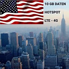 USA 10 GB LTE 4G PREPAID SIM KARTE / AT&T / HOTSPOT / INTERNET AMERIKA / 30 TAGE