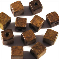 Lot de 40 Perles Cubes en Bois 8mm Marron Clair
