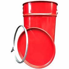 60 Liter Hobbock / Deckelfass Stahlfass Fass Mülleimer Eimer NEU Rot 