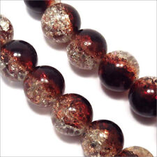 Lot de 20 Perles Craquelées en verre 12mm Bicolore Marron Cristal