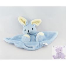 8264 - Doudou plat lapin bleu jaune PRODIMPOR - Security blanket