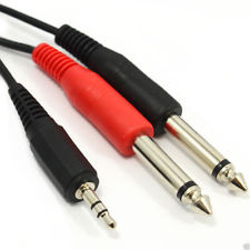3.5mm Stereo Jack to 2 x 6.3mm Mono Jacks Cable Lead