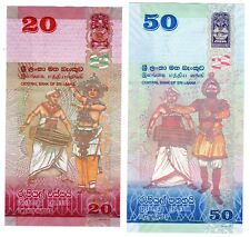 LOT 2 BILLETS SRI LANKA  20 & 50 Rupees NOUVEAU OISEAU DANSEUR MUSICIEN NEUF UNC