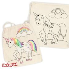 Baumwoll-Turnbeutel mit Einhornmotiv zum bemalen, 37cm x 41cm