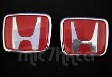 2x Red Type-R style Honda hood boot badge emblem 65x55mm & 74x62mm (UK stock)