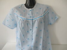  Damen Nachthemd Kurzarm  blau - Blumen kleine Spitze  Größe 44/46 Vintage **X52