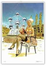 Ex-libris Meynet Pin-up Meutre à l'Atomium Bruxelles 2017 A4 199ex signé 