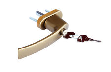 MANIGLIA IN ALLUMINIO CON SERRATURA IDEALE PER FINESTRE PORTE COLORE VECCHIO ORO