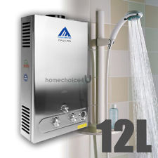 Chauffe-Eau Instantané 12L/min à Gaz LPG Propane Water Heater avec Douche En Kit