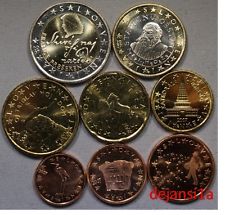 SLOVÉNIE série euro 2007 (1 cent à 2 €): 8 pièces neuves de rouleaux - UNC