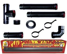 Kit stufa a pellet tubi  80 mm. tubo acciaio nero smaltato resistenti 600 °  CE 