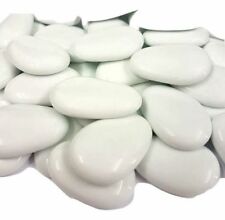 100 White, Flat Glass Pebbles / Nuggets / Stones / Beads