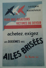 AFFICHE ANCIENNE POUR NOS AVIATEURS LOTERIE NATIONALE AILES BRISEES