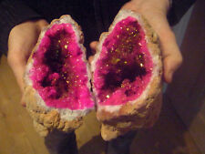 Paire de Grande Rose & or Quartz Sélénite Cristal Geode 1kg 140mm