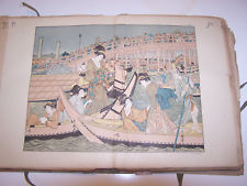ALBUM 170 PLANCHE LITHO JAPON JAPONAIS OISEAUX PERSONNAGES BING CIRCA 1900