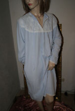 Hellblaues Negligee Nachtkleid Kuschel Spitzenbesatz Velour Plüsch 48/50