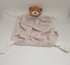 02 - DOUDOU PLAT OURS PLUME KALOO BEIGE NATUREL NOEUDS TISSU BLANC NEUF