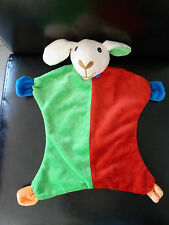 *- DOUDOU PLAT BEST PRICE MOUTON lapin ROUGE VERT BLEU grelot ETAT NEUF *