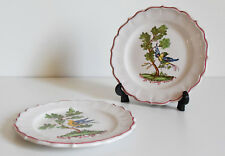  2 assiettes à dessert décor oiseau céramique épaisse Italie  