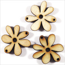 Lot de 10 Fleurs Perles en Bois 25mm Beige