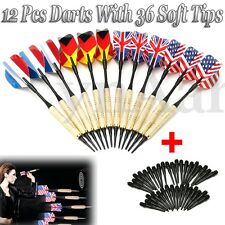 Lot de 12 Métal Fléchettes Darts à Pointe Souple avec 36 Pointes pour Cible
