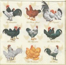 Lot de 3 Serviettes en papier Cocktail Races de Coq Poule Wyandotte Decoupage