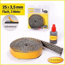 Temprix | Kamindichtung 25x3,5 mm - 3 Meter inkl. Kleber | feuerfeste Ofenschnur