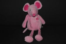 Doudou Peluche Souris Rose Echarpe Rayé Arthur Lola BEBISOL 38cm TTBE