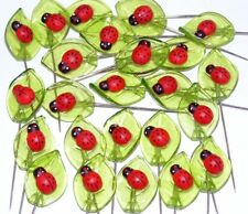 24 x Marienkäfernadeln L.7cm Frühjahr basteln verarbeiten Floristennadeln 5389