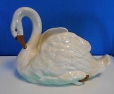 Ancien cache pot Jardinière  CYGNE EN BARBOTINE Art Nouveau